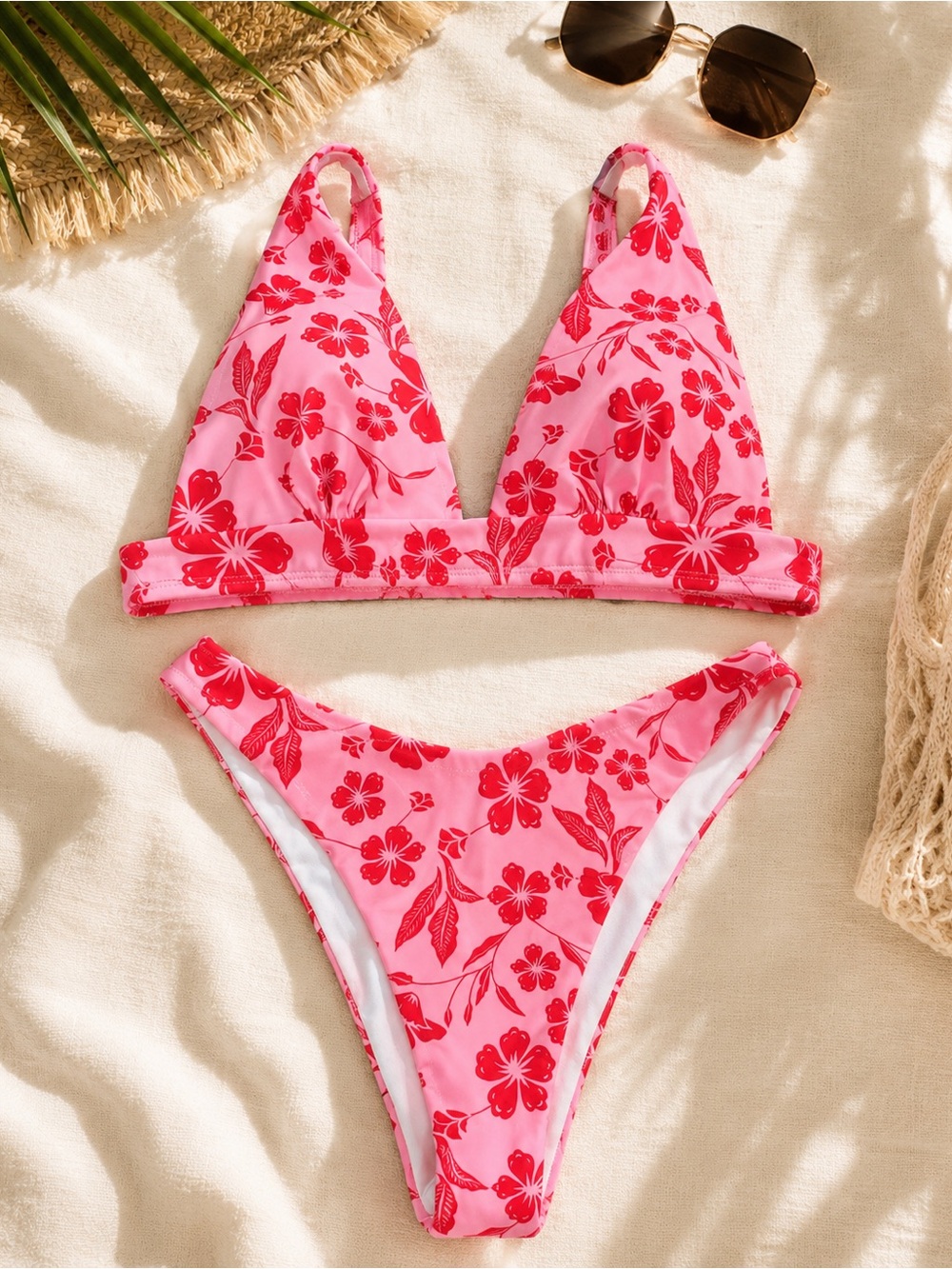 Pink & Red Floral Bikini Set 8